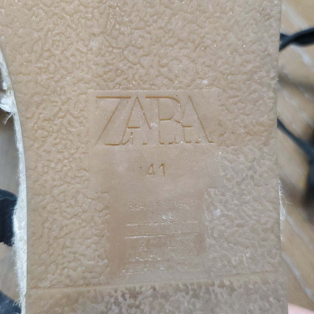 NWOT Zara Lace Up Tied Leather Jute Leather Black Sandals Size 41 - Picture 6 of 8